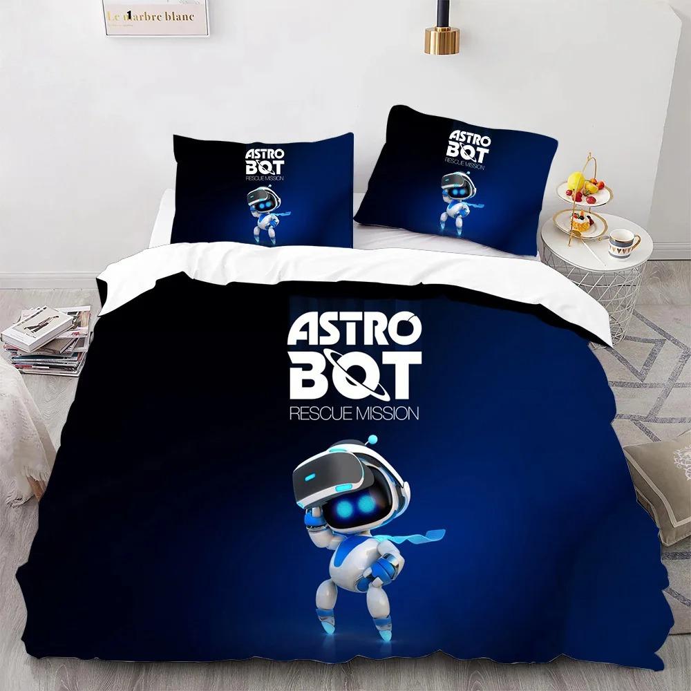 Astro Bot Cute Cartoon Bedding Set Duvet Cover Pillow Case Single Double King Size Adult Boys Bedroom