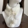 Winter Warm Neck Warmer with Plush Balls Neckerchief Wrap Cute Neck Scarf  Girls