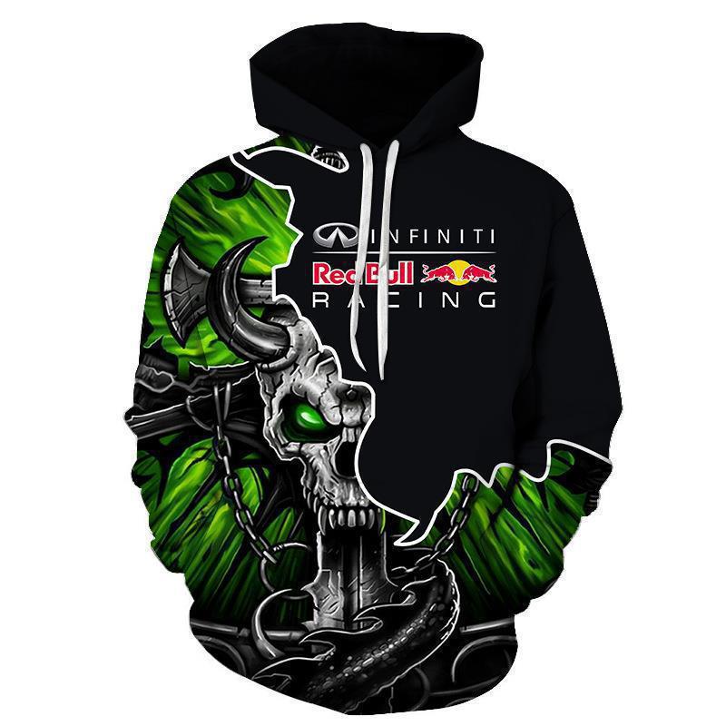 Новый мужской повседневный костюм с капюшоном и 3D-цифровой печатью Red Bull Racing, худи
