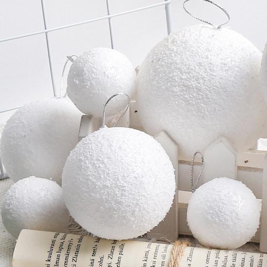 6Pcs 4/6/8CM Christmas Snow Ball White Foam Reusable Wedding Holiday Decoration Xmas Tree Hanging Ball Ornament Pendant