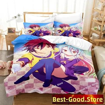 3D Постельное белье с принтом из аниме No Game No Life Комплект постельного белья с наволочкой Пододеяльник Мягкий Односпальный Двуспальный Queen Super King Size