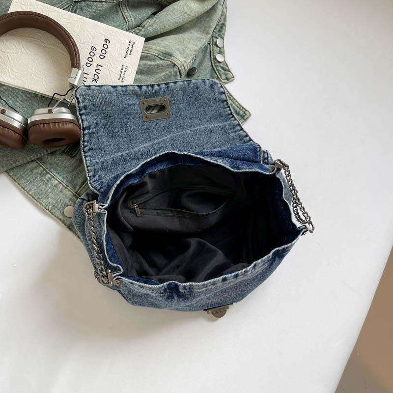 Винтажная джинсовая сумка Женская цепочка на плечо Сумка-тоут большой вместимости для поездок на работу