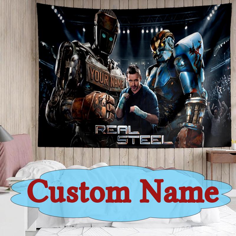 Custom Name Or Text Real Steel Robot Tapestry Multi-functional Wall Hanging Tapestry Interior Atmosphere Change