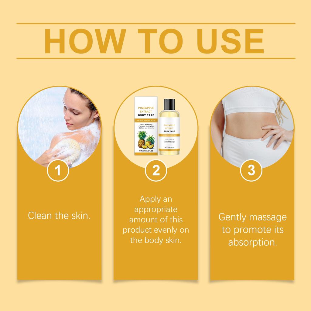 Увлажняющее масло для тела Pineapple Creme - увлажняющее, нежирное, для мягкой, гладкой кожи - полностью натуральное, легкое и питательное, 237 мл
