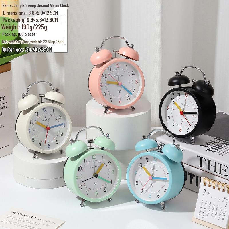 Ретро-будильник с громким звонком и ночником - бесшумные прикроватные часы, креативный подарок для студентов и декор спальни