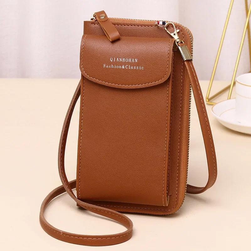 Women's Wallet Shoulder Mini Leather Bags Straps Mobile Phone Big Card Holders Wallet Handbag Money Pockets Girls