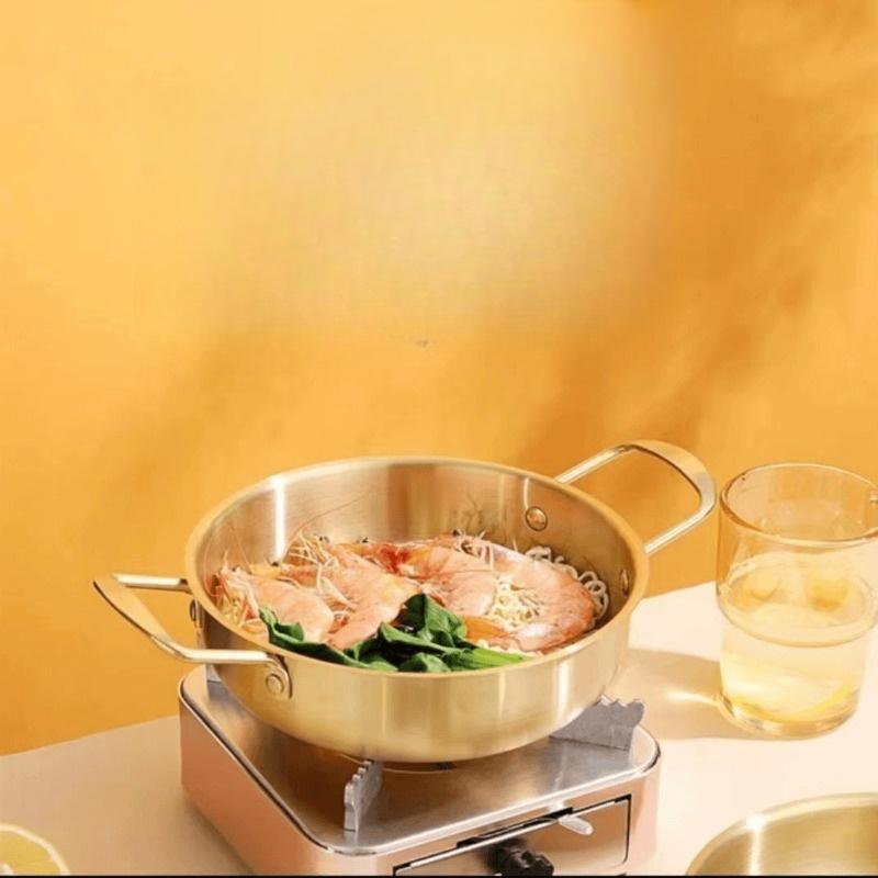 1 шт. корейский мини-военный горшок для лапши, кухонная утварь, походный горшок для рамэна, двойные уши с крышкой, кастрюля для лапши быстрого приготовления, сухая кастрюля