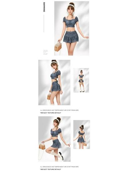 2024 Свежий Сказочный Цветочный Японский Купальник Пуш-ап из Двух Частей для Женщин