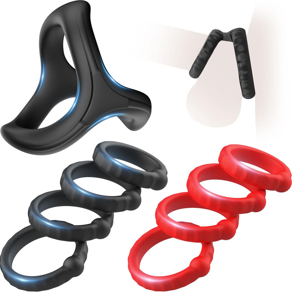 Silicone Penis Ring Set Sex Toys For Men Adult 10 Pcs Cock Rings Shaft For Erection Enhancing Soft Stretchy Cockring Penisring