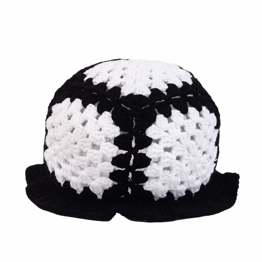 Sunflower Patterned Fisherman Hat Lotus Leaf Edge Handmade Knit Hat  Autumn Winter Outings
