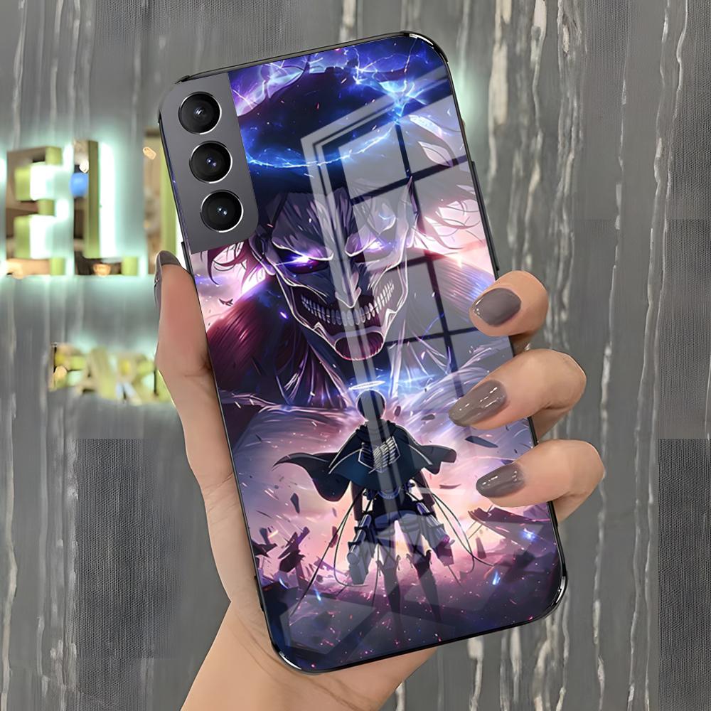 Чехол для телефона Аниме Атака Титанов Для Samsung A25 A13 A33 5G A54 A36 A35 A56 A52 A14 Ударопрочный Стеклянный Чехол