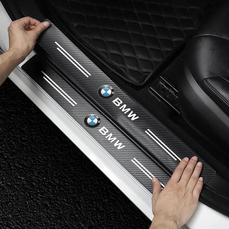 4Pcs Carbon Fiber Car Door Sill Protection Sticker Anti-scratch Refit Sticker For BMW M E34 E36 E60 E90 E46 E39 E70 F10 F20 F30