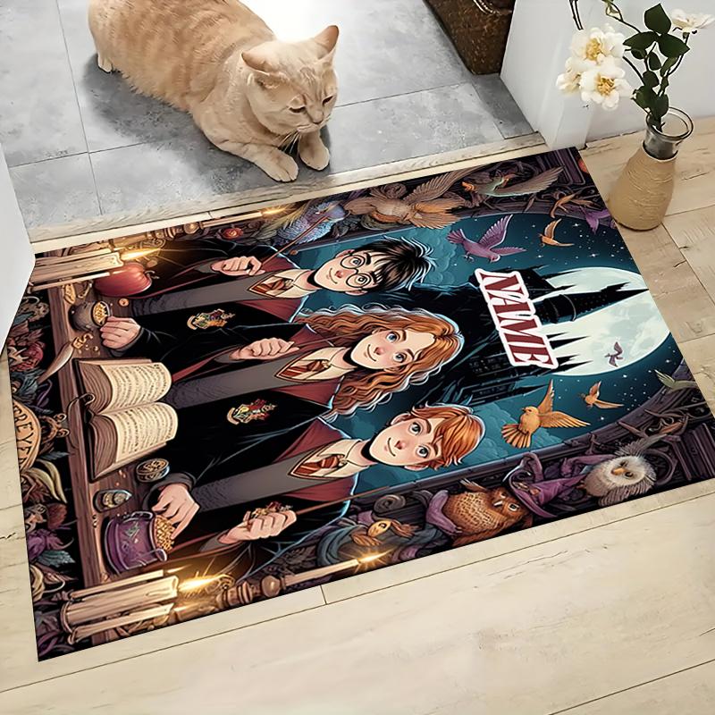 Custom Name "Magic School Adventure" Carpet Rug Customizable Soft Washable Anti-Slip Home Living Room Sofa Mats Personalized Rug. 090956