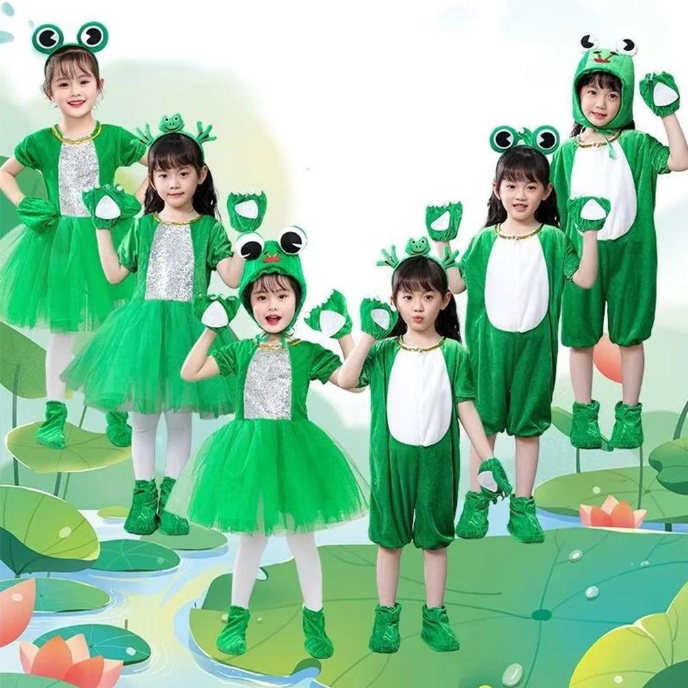 Cute Children Frog Costumes Green Cosplay Costumes Fashion Performance Clothes Kids Boys Girls