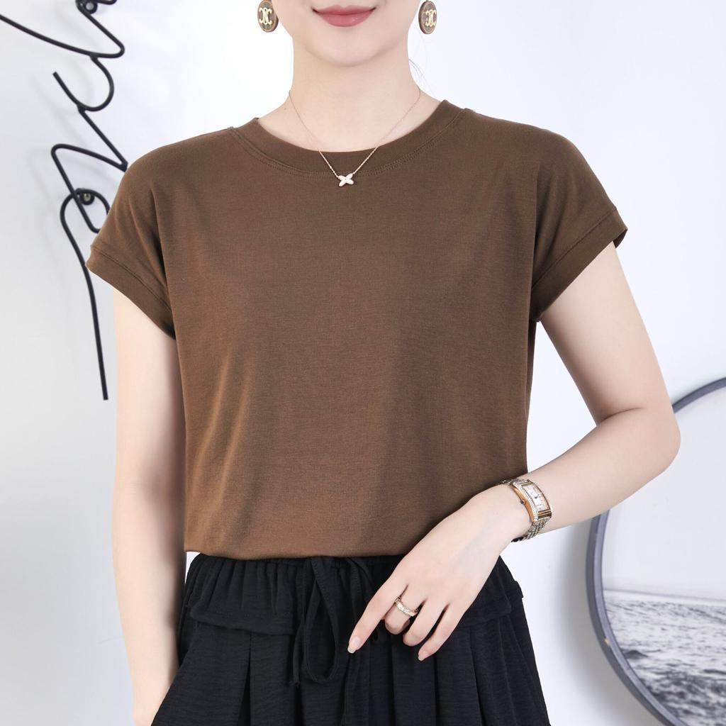 2025 Однотонная футболка с коротким рукавом большого размера для женщин, летняя свободная женская футболка высокого качества с узором CCXX244