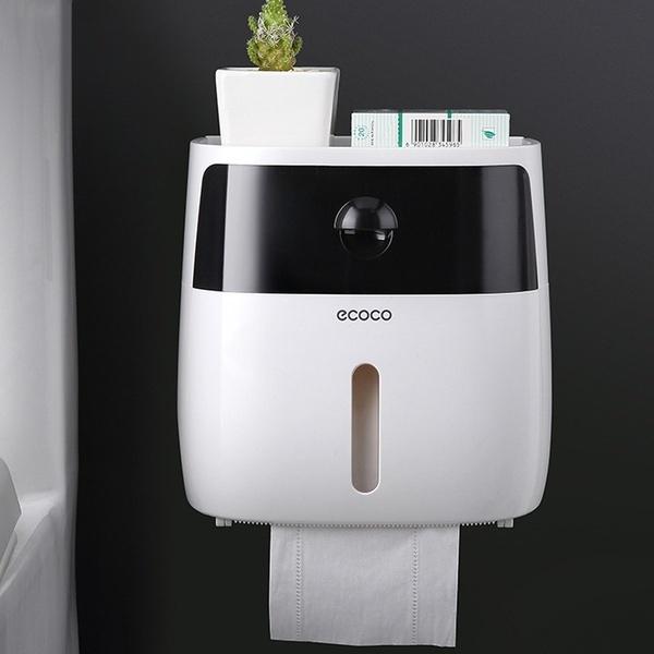 Новая модернизация Настенные открывающиеся при нажатии водонепроницаемые двухъярусные коробки для бумажных полотенец Коробки для рулонных бумажных полотенец Ремни для туалета Ящики Полки