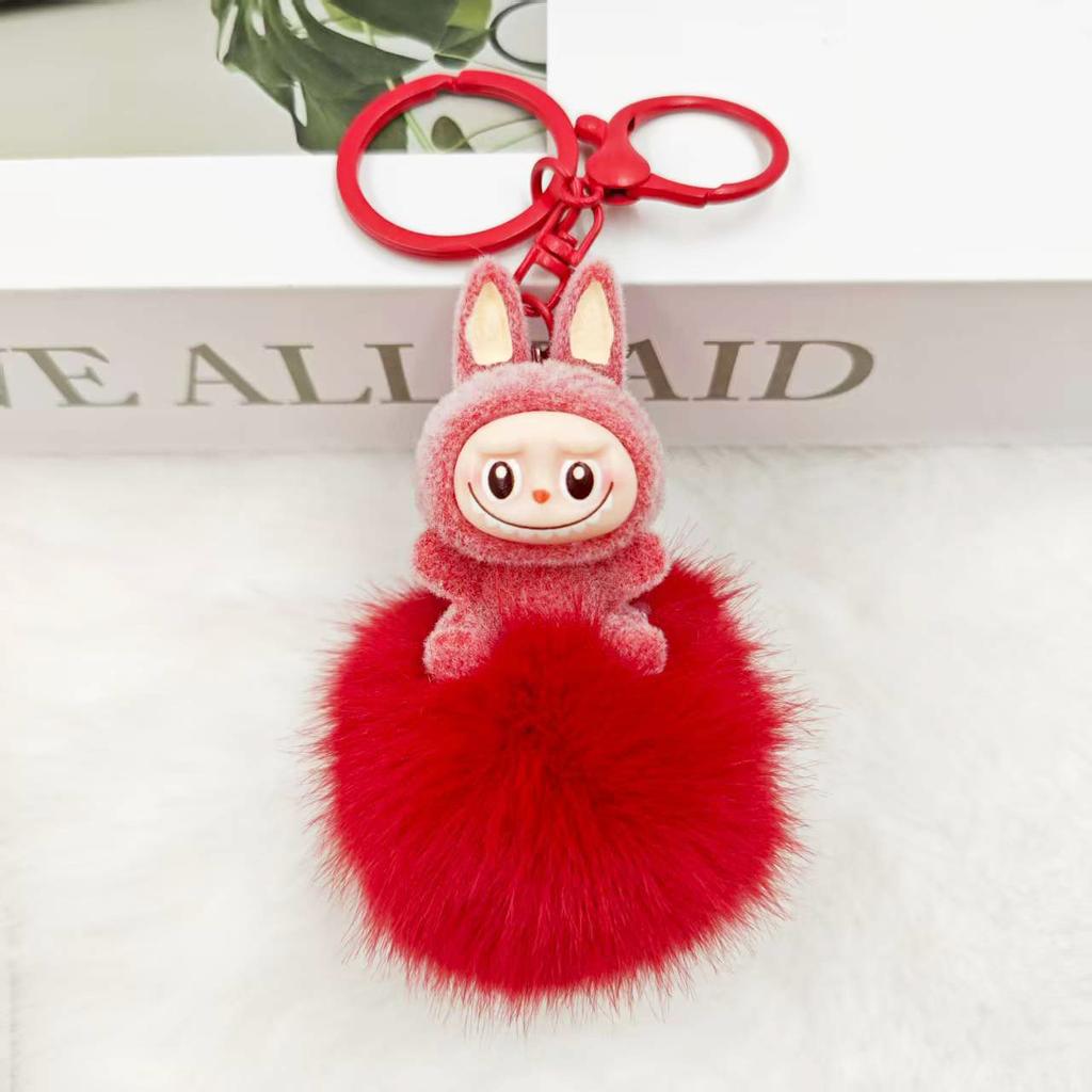 Flocking Fur Ball Keychain Pendant, Car Pendant, Girl Backpack Pendant.