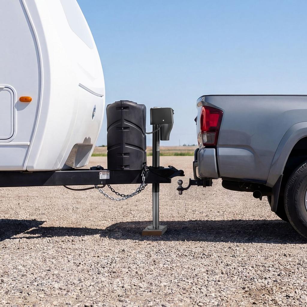 Electric Trailer Jack, 2268 kg Capacity, Electric Power Tongue Jack with Waterproof Protective Cover & LED Light for Travel Trailer, Camper, RV,