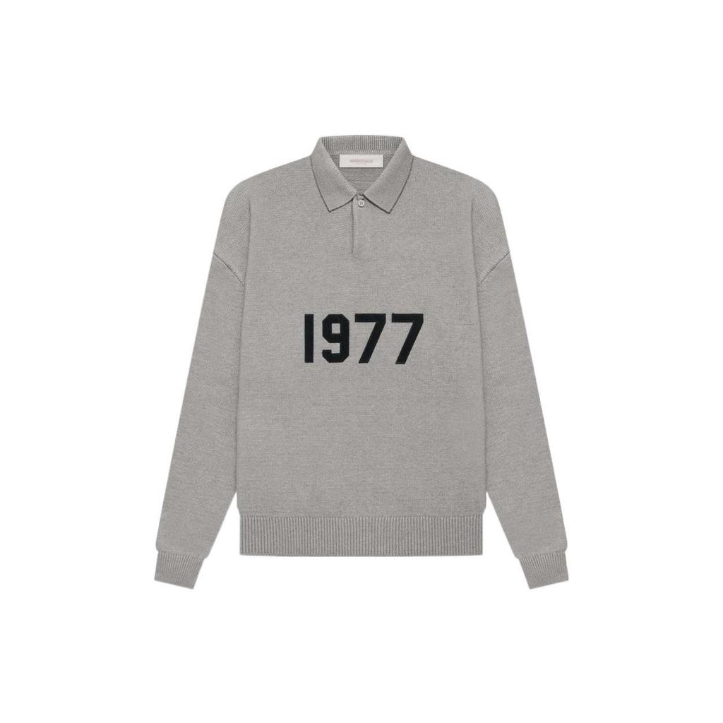 Fear of God Essentials 1977 Collection SS22 Knit Long Sleeve Polo Men Tops Dark-Oatmeal FOG-SS22-058