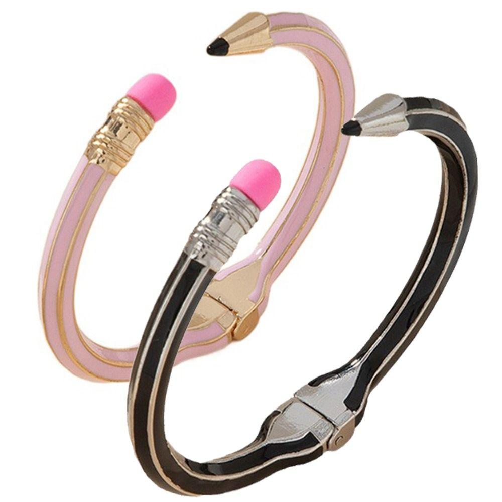 Pencil Shaped Colorful Pencil Bracelets Round Creative Cuff Bracelets Comfortable To Wear Gift Women's Pencil Bangle Gifts