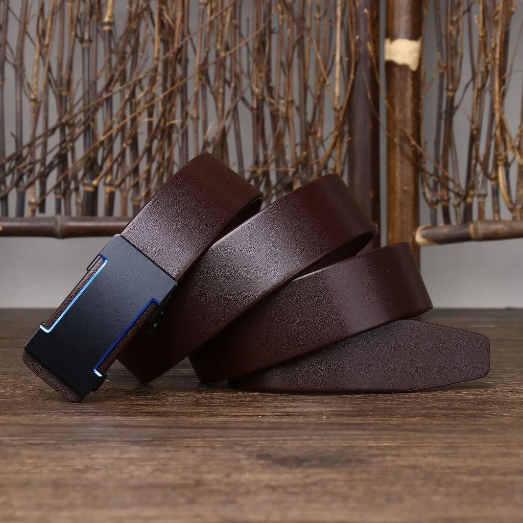 3.5CM Pure Cowhide High Quality Genuine Leather Belts for Men Strap Male Automatic Buckle Business Suit Trouser Belt Luxury