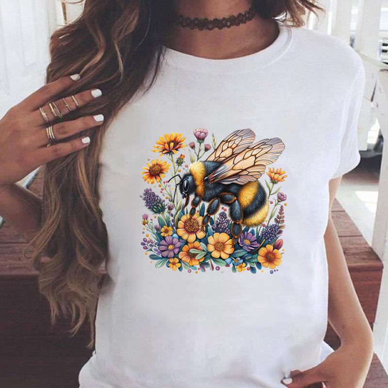 (Азиатский размер) Повседневная женская мода принт с коротким рукавом футболки акварельный цветочный стиль одежда T женский топ графическая футболка