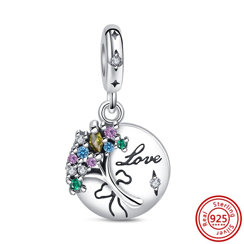 S925 серебро лист лотоса птица замок кулон пчела-бабочка дерево тонкие бусины подходят оригинальный браслет-подвеска DIY ювелирные изделия