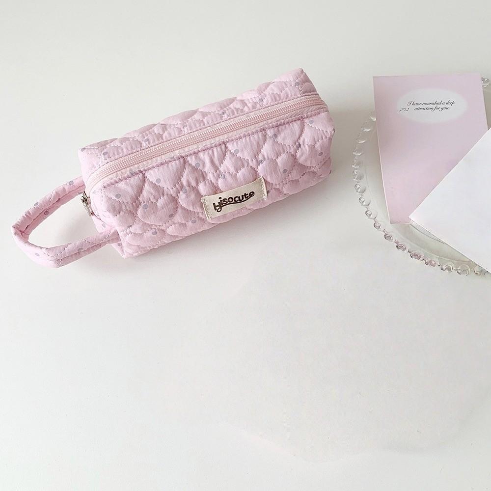 with Lanyard Korean Dots Stationery Bag Pen Bag Cloth Pencil Pouch Love Pencil Case Office