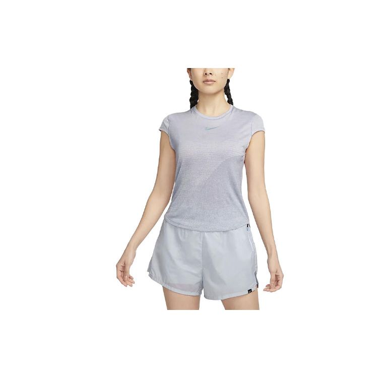 Nike Футболка Dri-Fit Run Division Solid с круглым вырезом и коротким рукавом, женские топы, цвет Oxygen-Purple DX0200-536