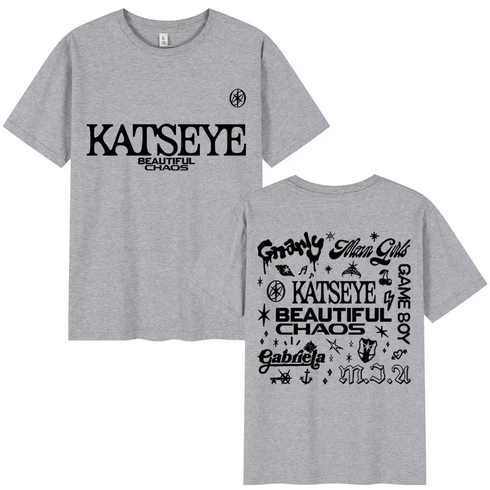 Корейская Katseye Красивый Хаос Тур Футболка Kpop Винтажная Харадзюку Мода Y2K Мужские Женские Футболки Хлопок Свободная Футболка Подарки для Фанатов
