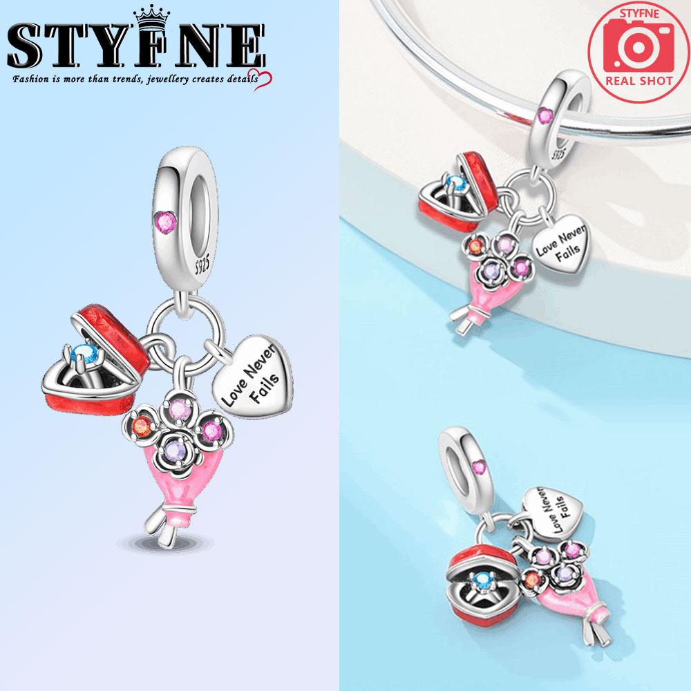Новые Медные Шармы Подвеска Любовь Свадебное Предложение Розовый Букет Шарм Для Женщин Браслет Помолвочные Ювелирные Изделия Подарок