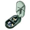 Clear Portable Pill Cutter Box Food Grade Sharp Stainless Steel Blade 2-In-1 Multi-functional Travel Capsule Tablet Storage Container Organizer