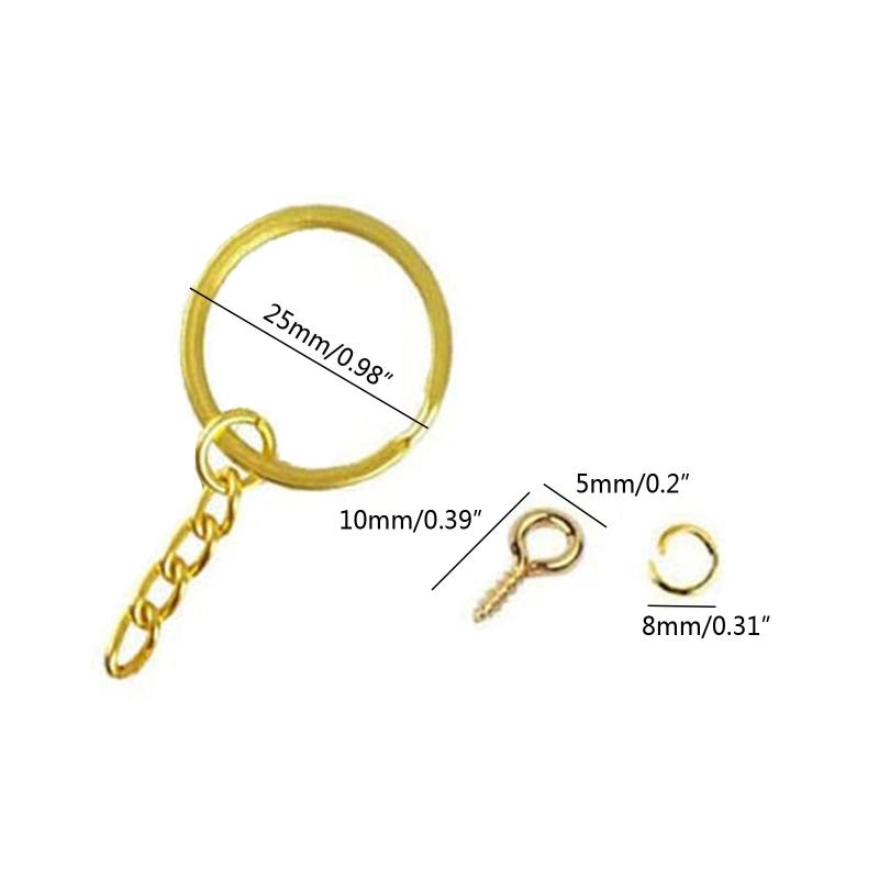 220Pcs Keychain Rings 1 Inch/25mm for Key Chain Rings with 100Pcs Jump Rings and 100Pcs Screw Eye Pins Bulk for DIY Craf
