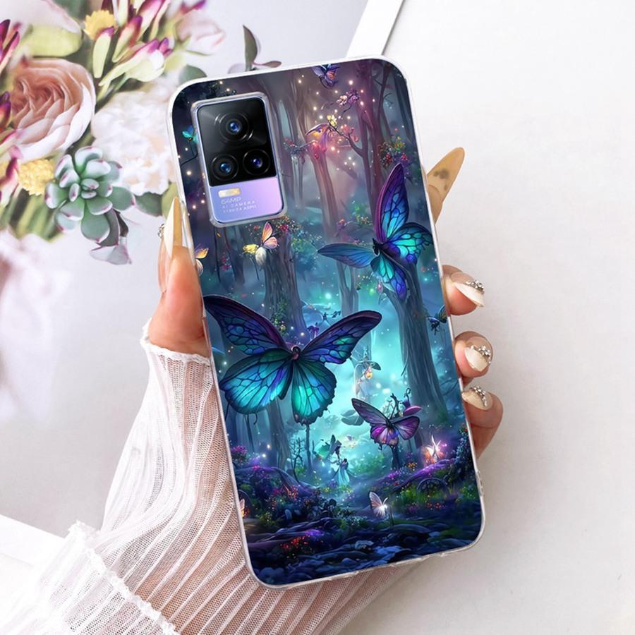 Для Vivo V21E V 21 e V2061 V2055 Чехол Мягкий Силикон ТПУ Защитный бабочка Чехол для Телефона Для VivoY73 2021 V21 E 4G 5G Обложка Coque