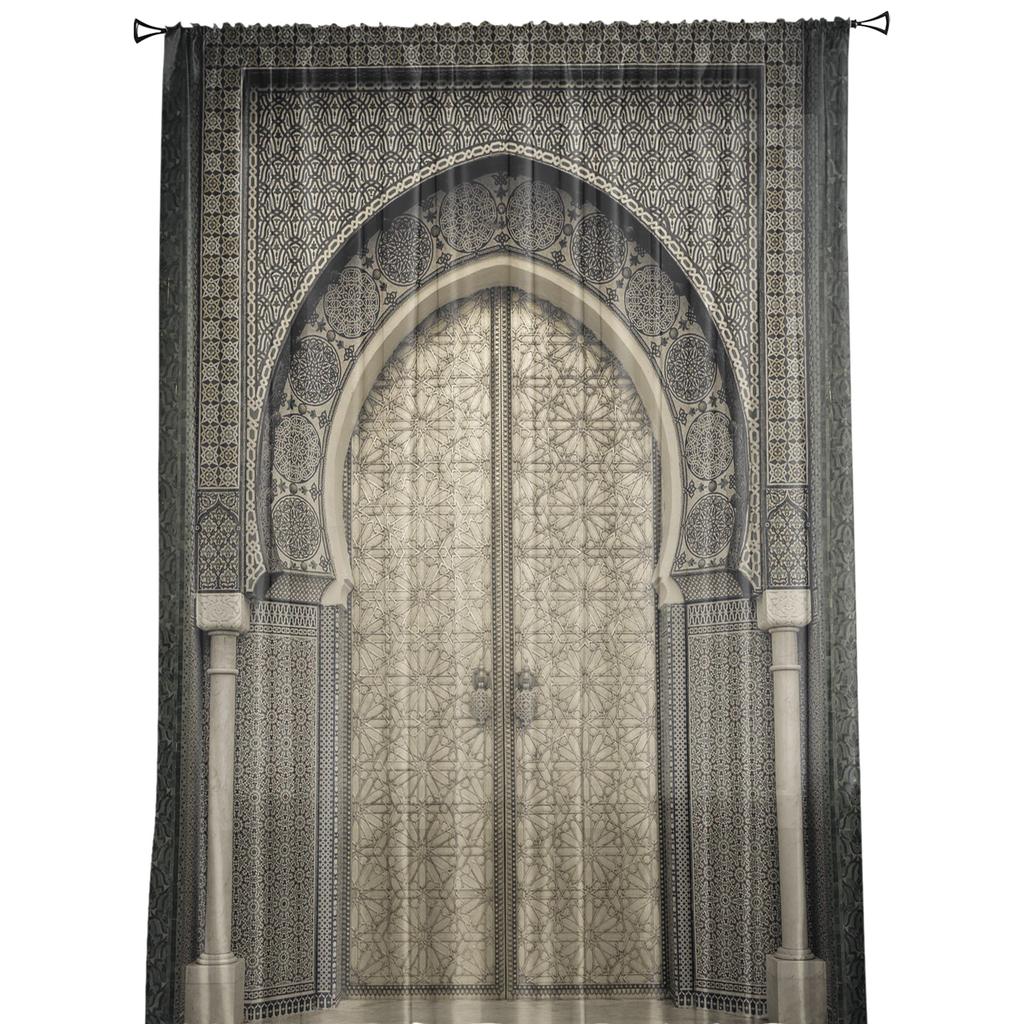 Марокканские средневековые винтажные дверные шифоновые прозрачные шторы для гостиной, спальни, украшения дома, оконные вуали, тюлевые шторы, занавески