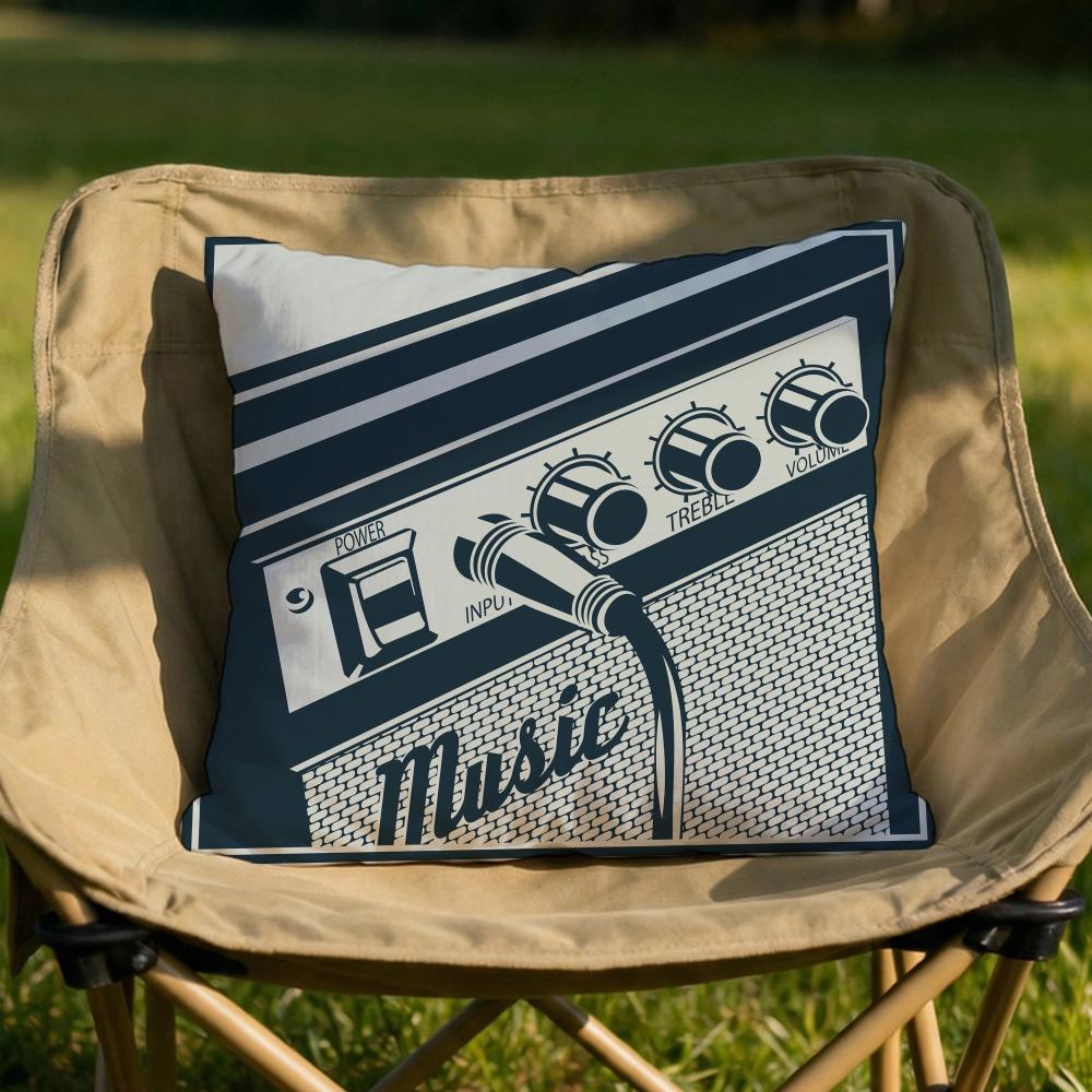 Retro Speaker Piano Rock Cushion Cover Soft Reversible Durable Pillow Cover MultiScene Use for Home Car Daily Comfort