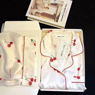 Весна Осень Новые 2 предмета пижамы для женщин Модный кардиган женские пижамы Милый принт домашняя одежда женский комплект