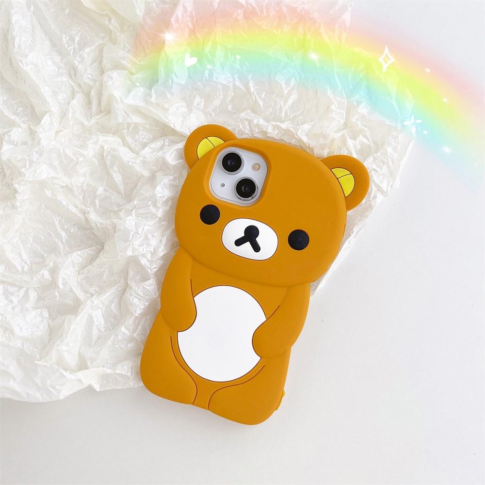 Милый мультяшный 3D чехол Rilakkuma для iPhone 16 15 14 13 12 11 Pro X XS Max XR 6 7 8 Plus Мягкий силиконовый чехол