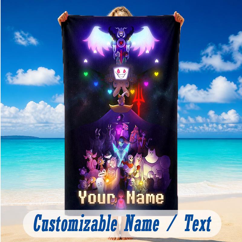 Beach Towel Custom Name Text, Quick Dry Large Towel For Beach HomeUndertale