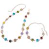 Colorful zircon necklace and bracelet two-piece set for women, fashionable and luxurious full-diamond jewelry set, decorative accessories for women