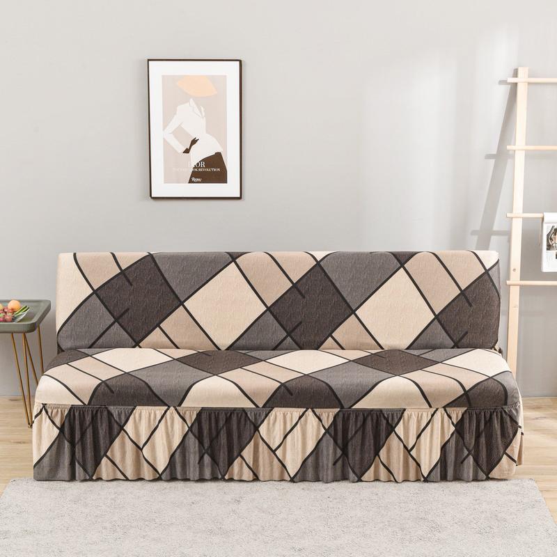Чехол для футона без подлокотников с юбкой, раскладной, с принтом, чехол для дивана, моющийся, чехол для дивана, защитная пленка для мебели SML