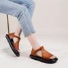 Johnature Retro Genuine Leather Peep Toe Sandals For Women's Comfortable And Breathable Thick Soled Shoes