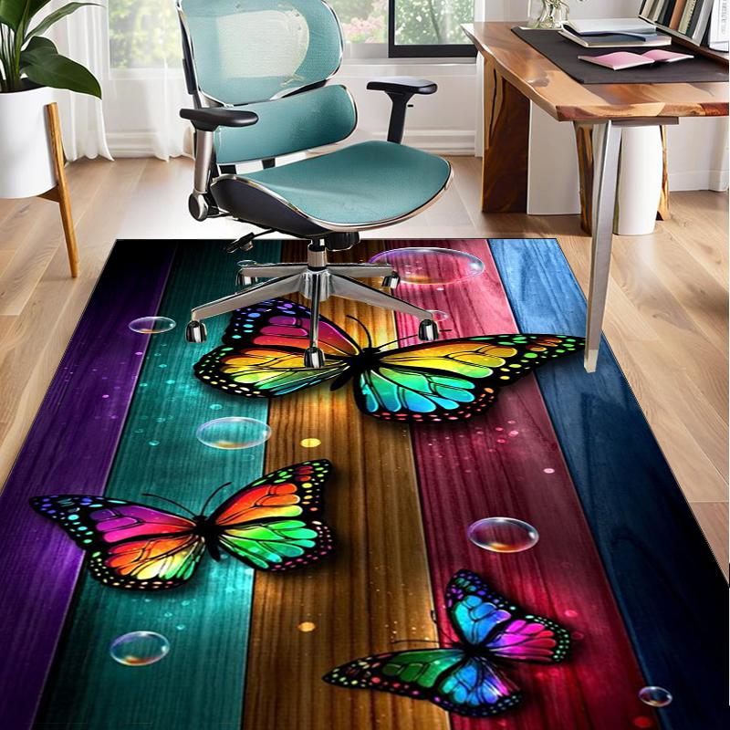 Purple Butterfly Garden Office Rug Chair Mat, Entryway Carpet, Suitable for Front Door, Bedroom, Living Room, Desk, Holiday Gift