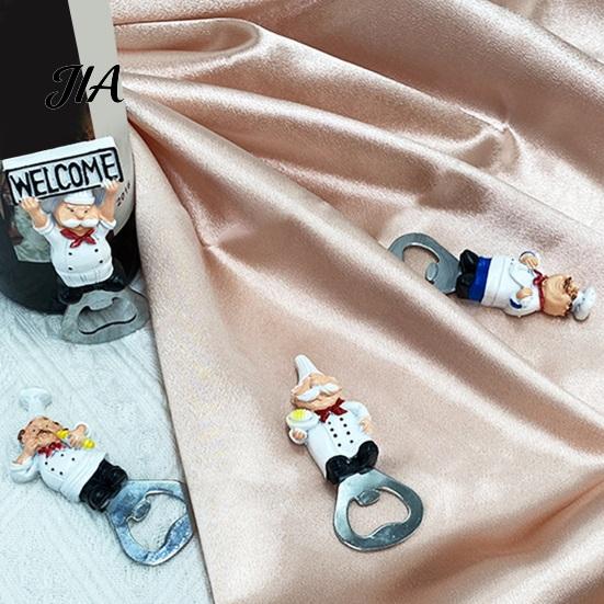 Bar Accessories for Restaurant Refrigerator Magnet Bottle Opener, 3D Cartoon Chef Resin Beer Strong Magnetic Opener Soda Manual Can Punch Home