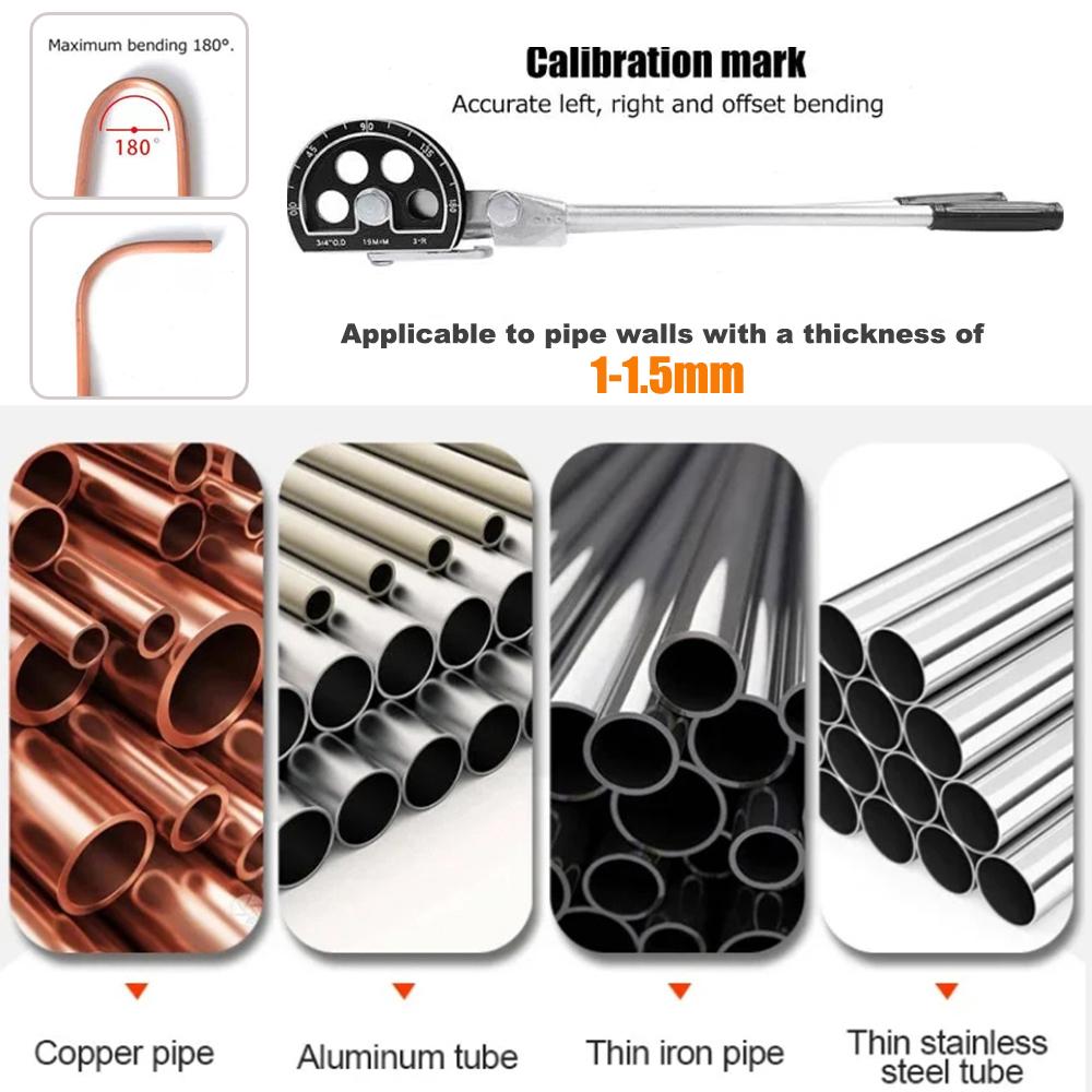 3/4''19мм Дюймовый/Метрический Универсальный Ручной Трубогиб для Труб Внешнего Диаметра для Медных Труб/Алюминиевых Труб/Тонкостенных Железных Труб/Тонкостенных Труб из Нержавеющей Стали