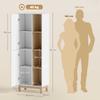 176 cm Tall Bookshelf, 4 Open Shelves, 2 Cabinets, Freestanding Bookcase, MDF, White
