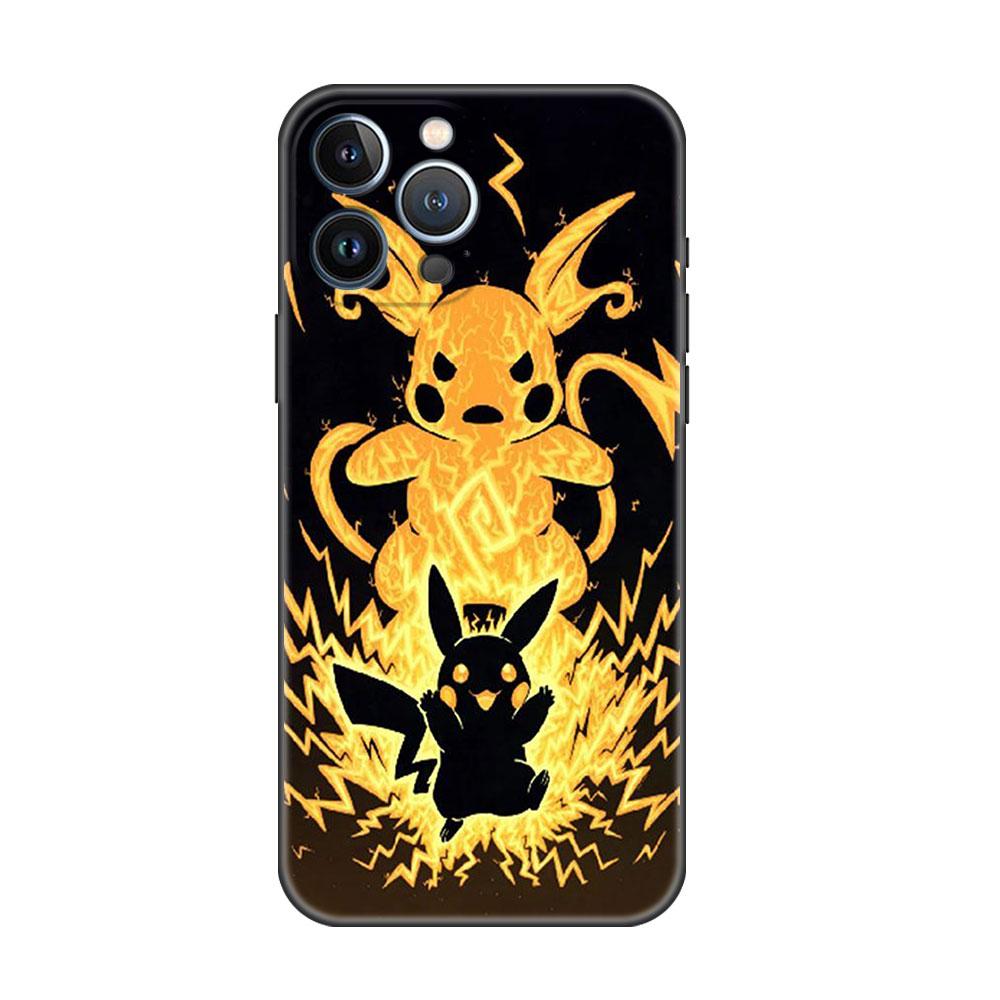 Чехол Case Для Apple iPhone 14 11 13 7 12 15 Pro 7 XR XS Max 8 Plus 6 14Pro 13Mini Черный Мягкий Телефон Coque Покемон Пикачу Крутой