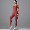 Nessaj One Piece Yoga Jumpsuits Women Solid Color Fitness Bodysuit Back Cross Playsuit Backless Yoga Rompers