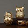 Resin Owl Statue Cute Golden Owl Figurines Nordic Home Decoration Animal Sculpture Crafts Interior Living Room Desktop Ornaments