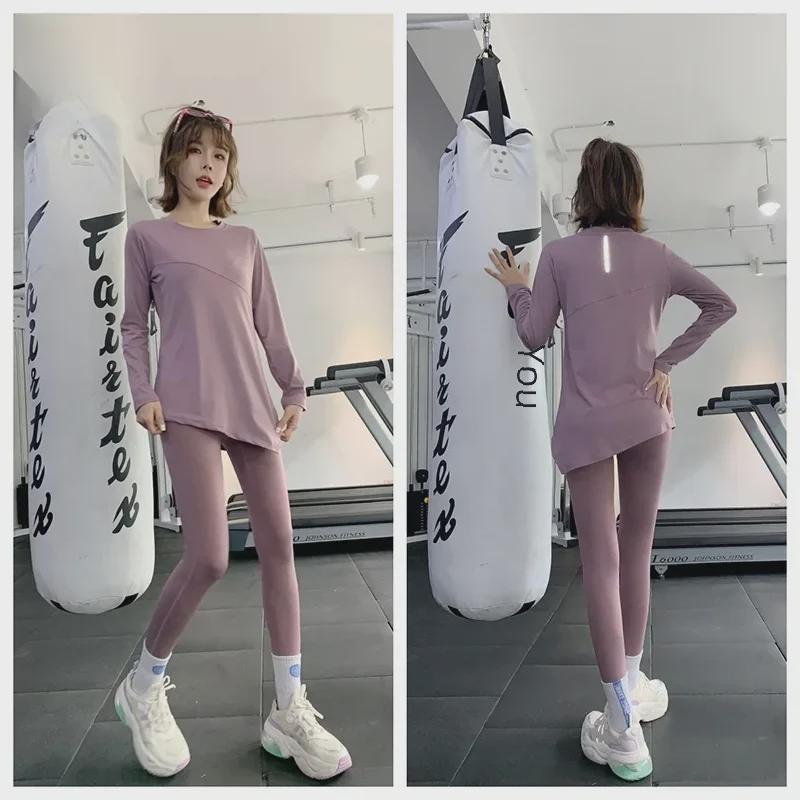 Женский костюм из двух частей для йоги и фитнеса — мода весна/осень для пилатеса, бега и спорта